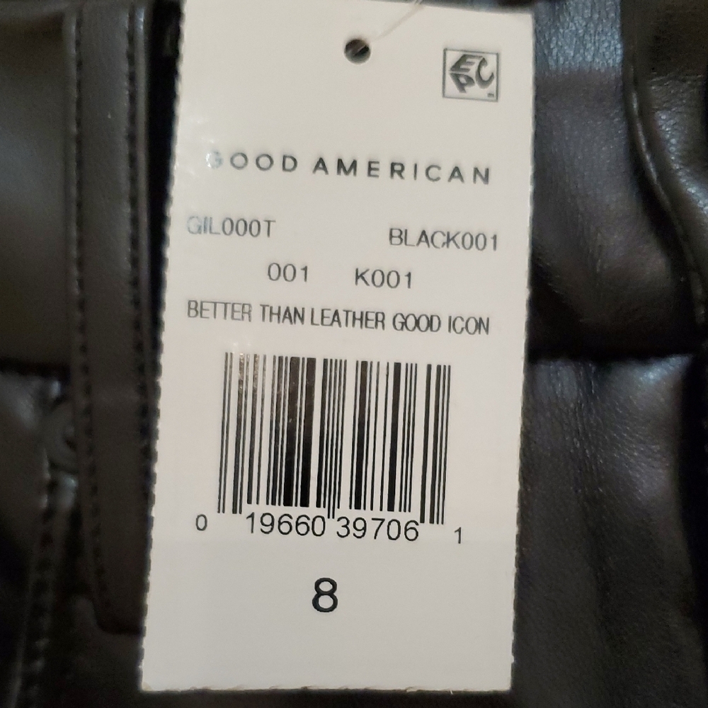 Good American Black Iconic Leather Trousers. NWT - Picture 5 of 7